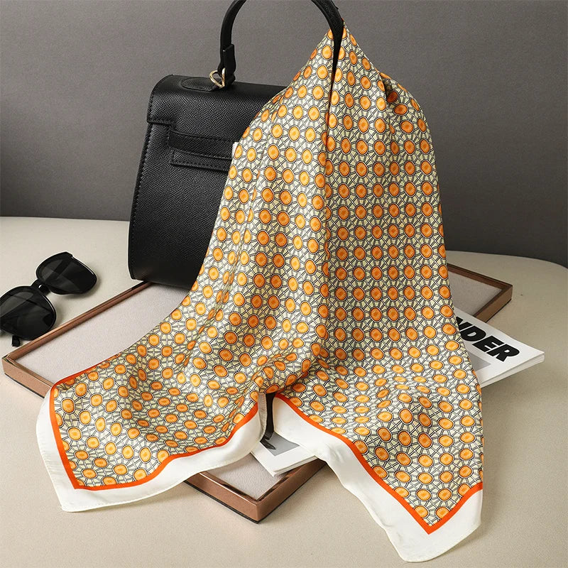 Women Fashion Square Small Silk Satin Scarf Design Printed Bandana Scarves