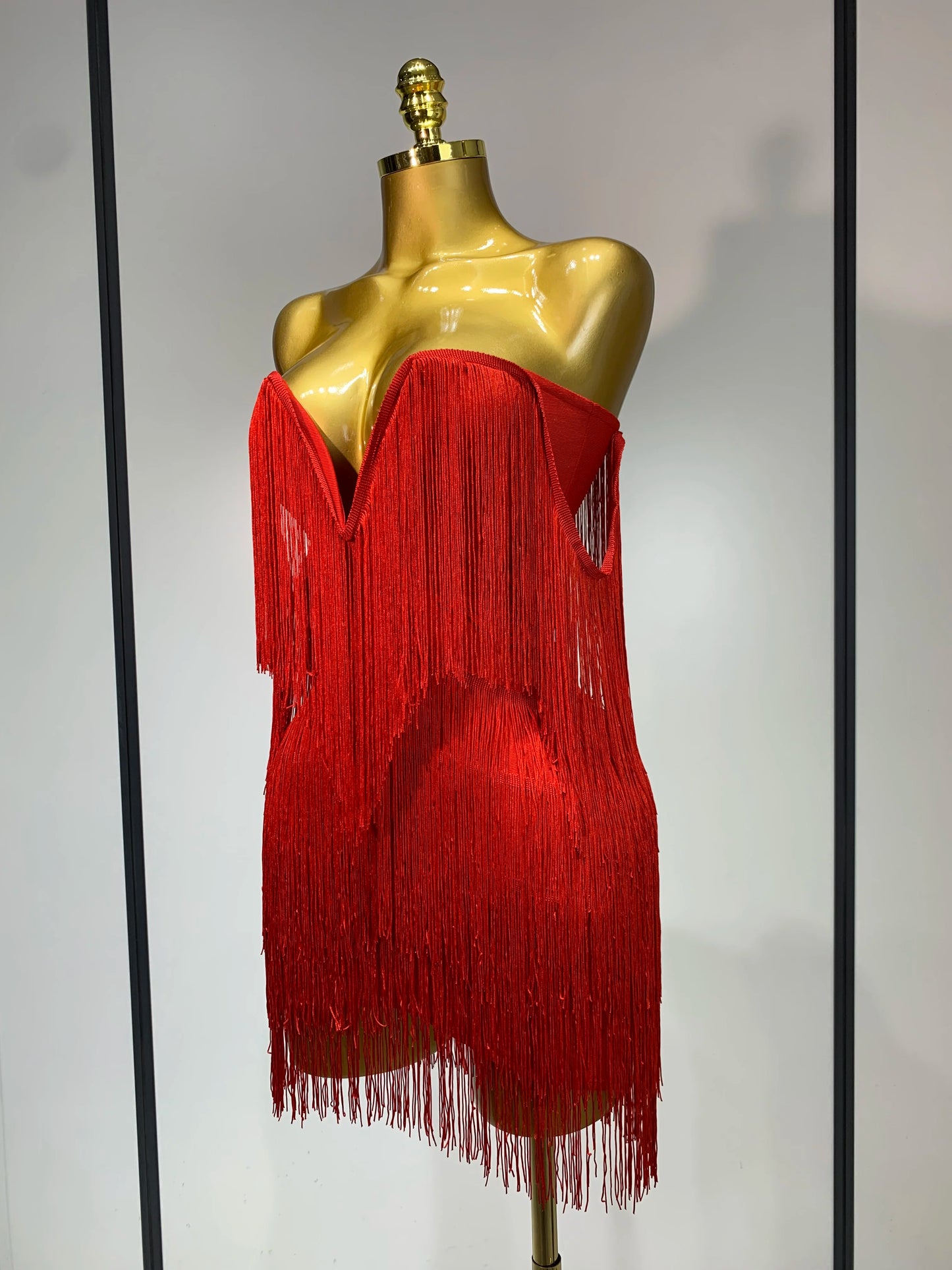Sexy Strapless Tassel Off Shoulder Bandage Celebrity Evening Party Mini Birthday Dress
