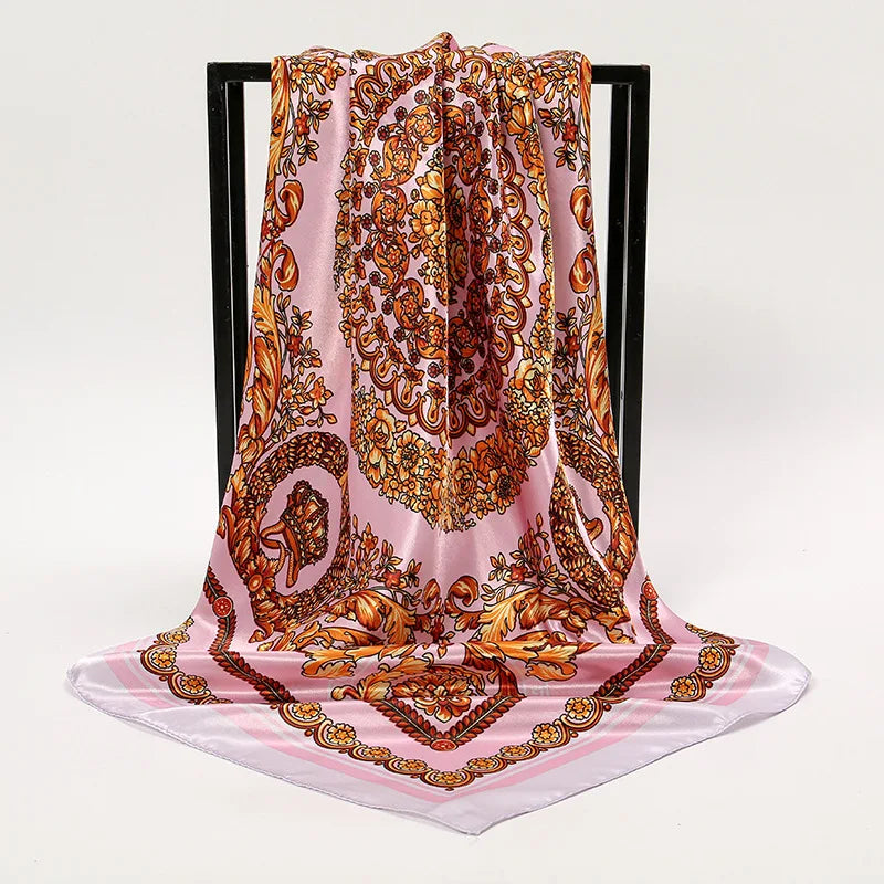 Women Fashion Silk Square Scarf Printed Flower Pashmina Bandana Scarves