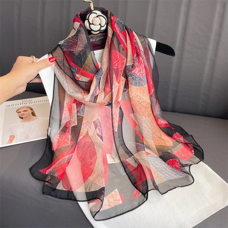 Women Beach Scarf Georgette Silk Shawls Design Printed Wraps Scarves