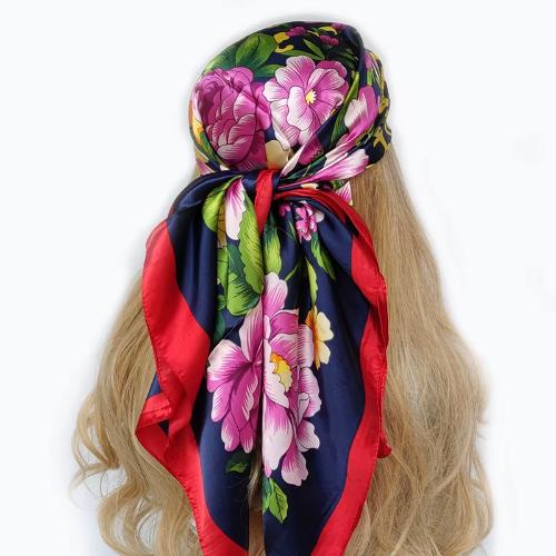 90cm Women Four Seasons Square Silk Satin Bandana Wrap Shawl Scarves Scarfs gk2