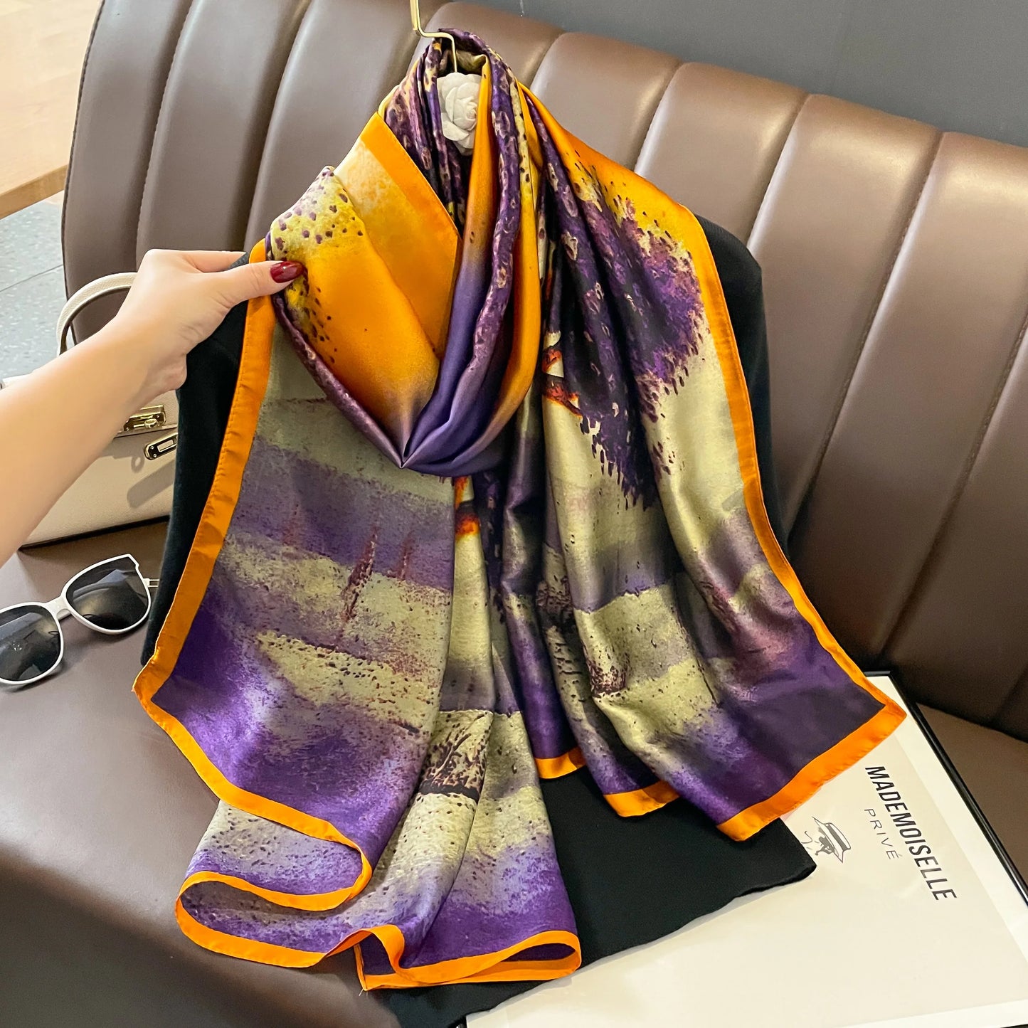 180X90CM Women Luxury Four Seasons Square Silk Satin Bandana Wrap Shawl Scarves Scarfs gk8