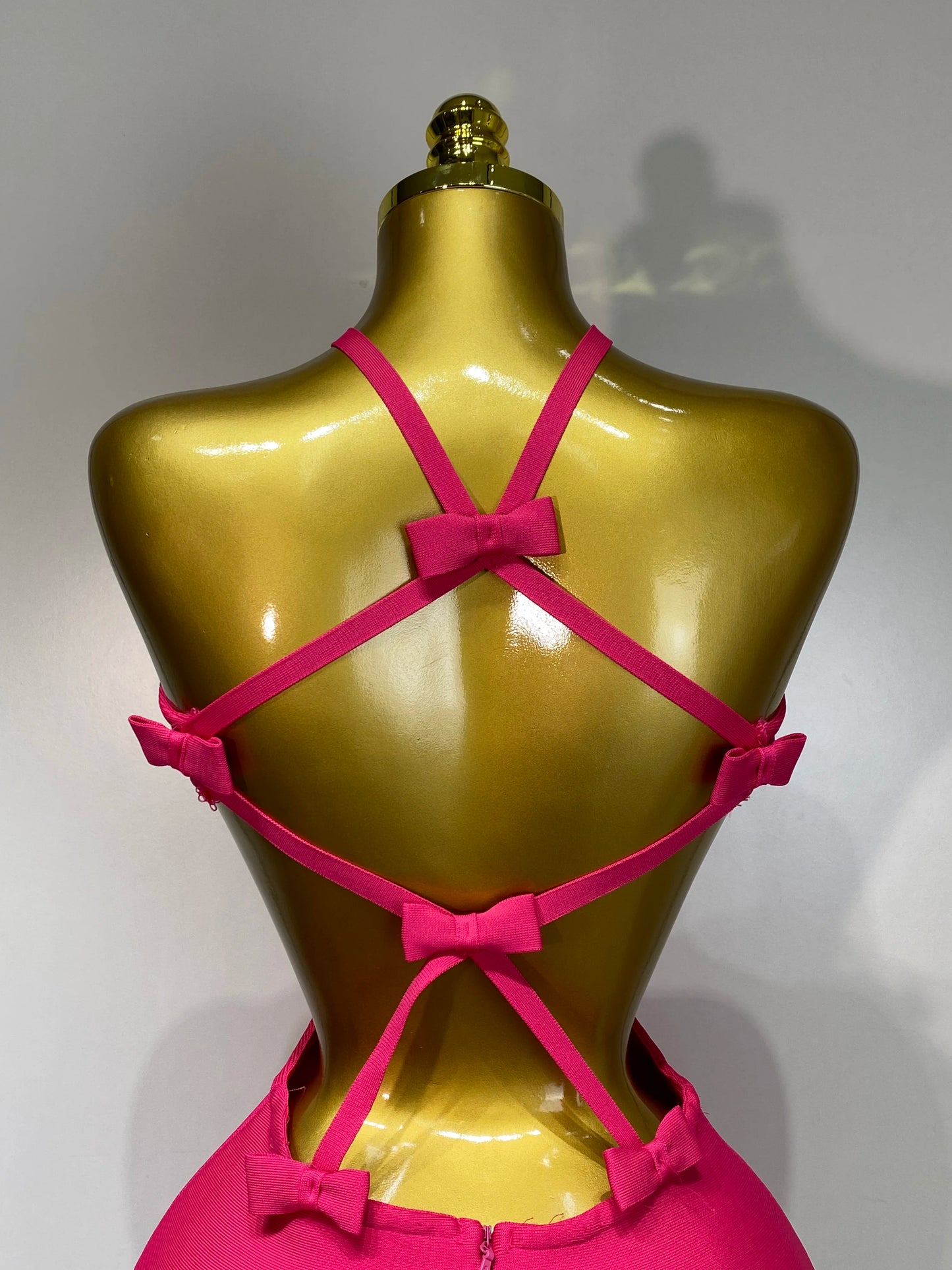 Sexy Backless Cut Out Bow Tie Bandage Celebrity Evening Party Birthday Dress