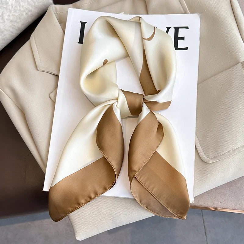 Women Silk Feeling Design Satin Square Scarf Wrap Shawl Scarves