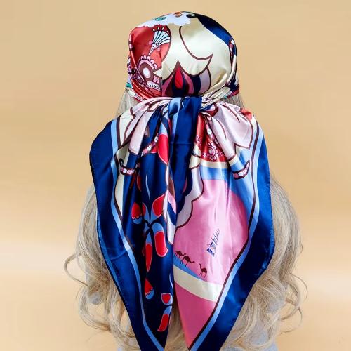 90cm Women Four Seasons Square Silk Satin Bandana Wrap Shawl Scarves Scarfs gkj2