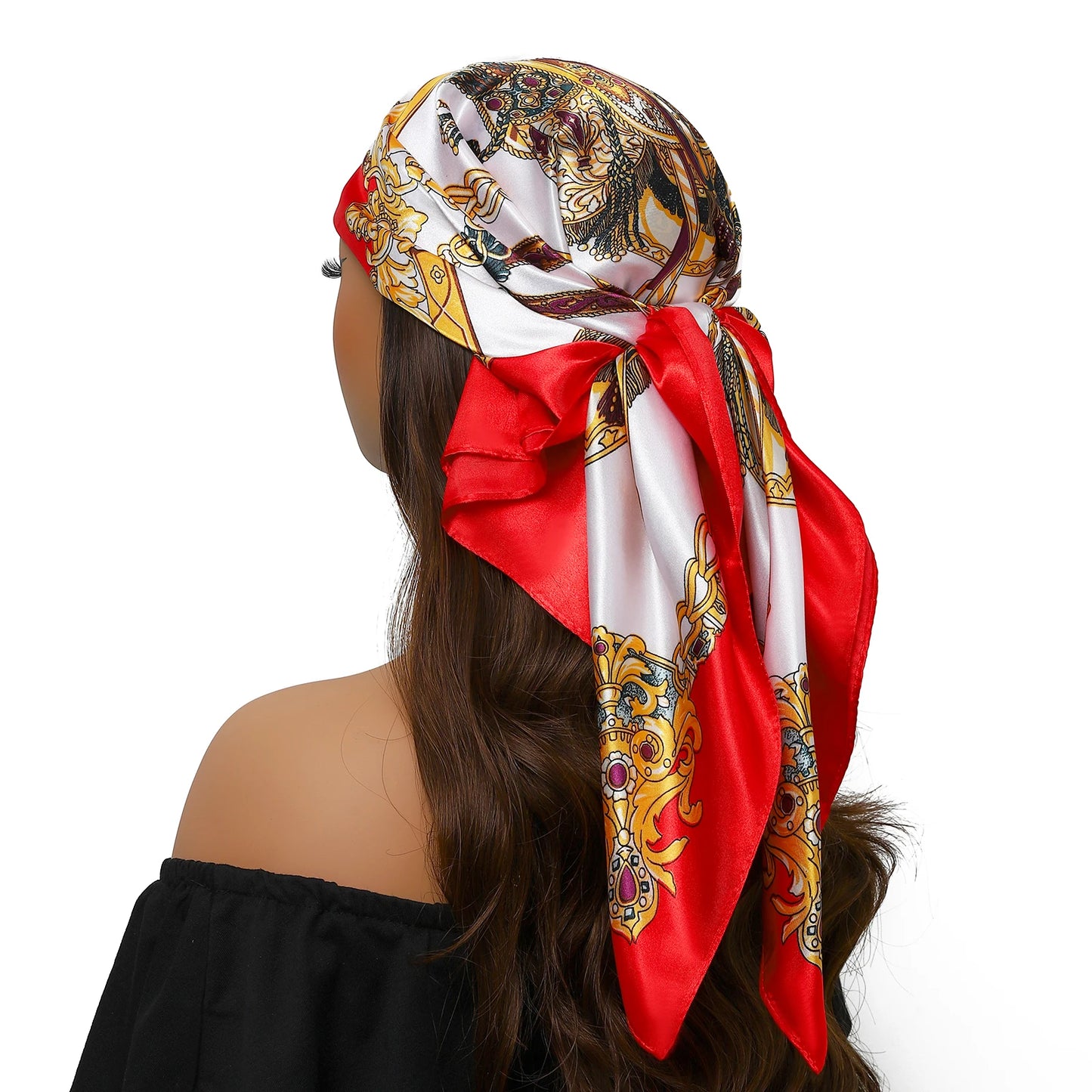 90cm Women Four Seasons Square Silk Satin Bandana Wrap Shawl Scarves Scarfs Sqk7