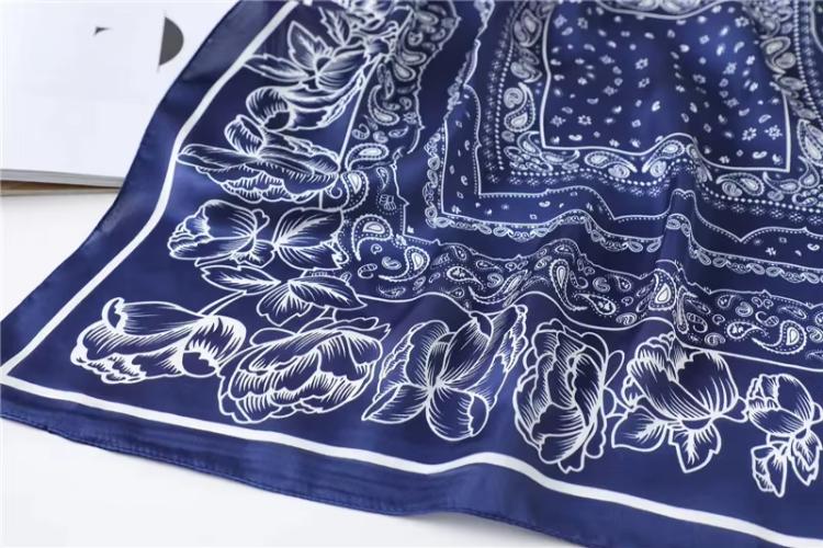 70cm Women Fashion Floral Print Square Silk Scarf Satin Shawl Wrap Scarves