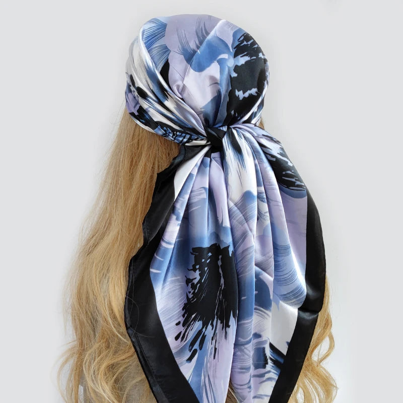 90cm Women Four Seasons Square Silk Satin Bandana Wrap Shawl Scarves Scarfs gpk9