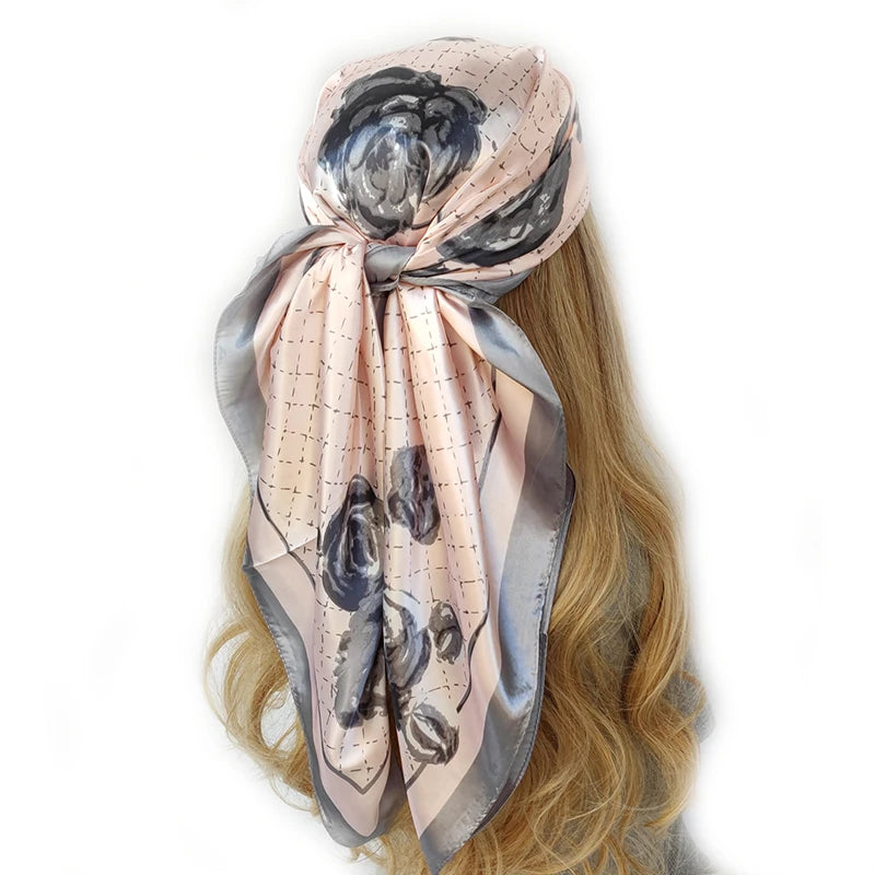 90cm Ladies Four Seasons Square Silk Satin Bandana Wrap Shawl Scarves Scarfs