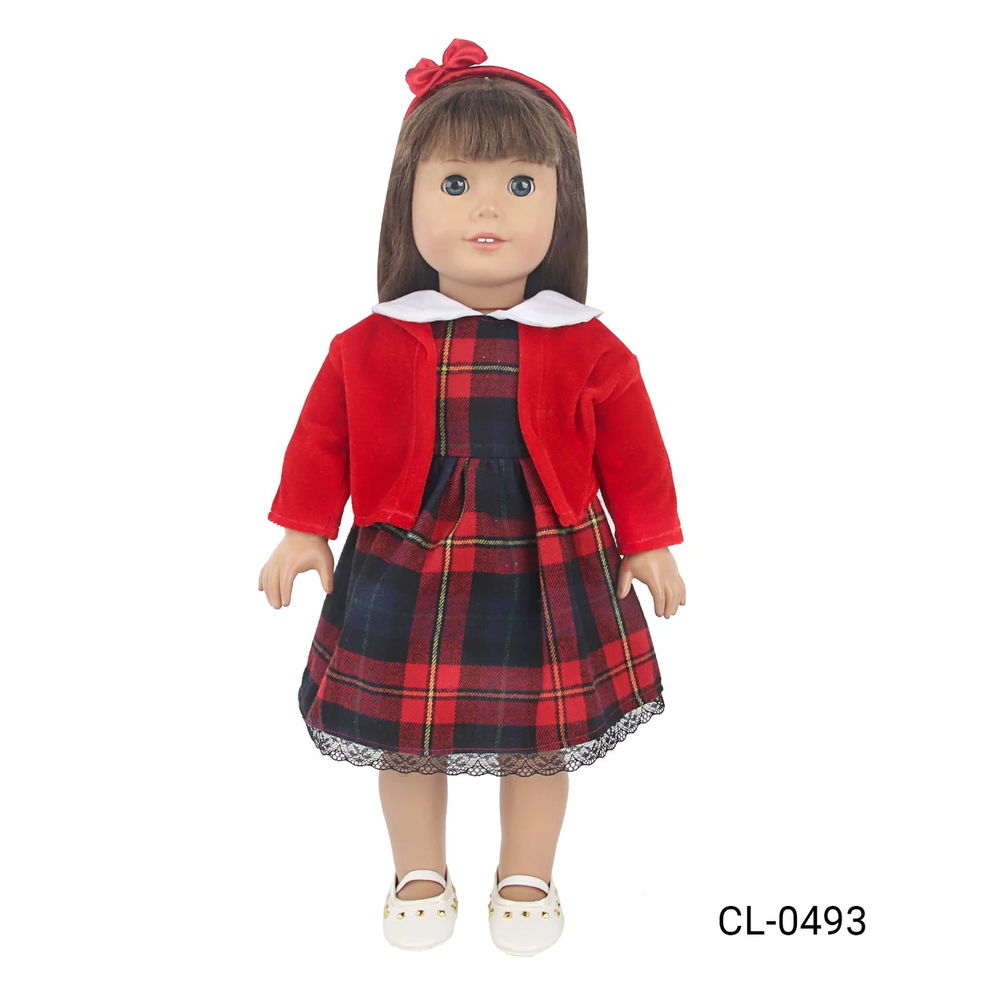 43cm Baby Newborn Scottish Plaid Skirt 18 Inches American Doll School Uniforms Dress + Coat Suits
