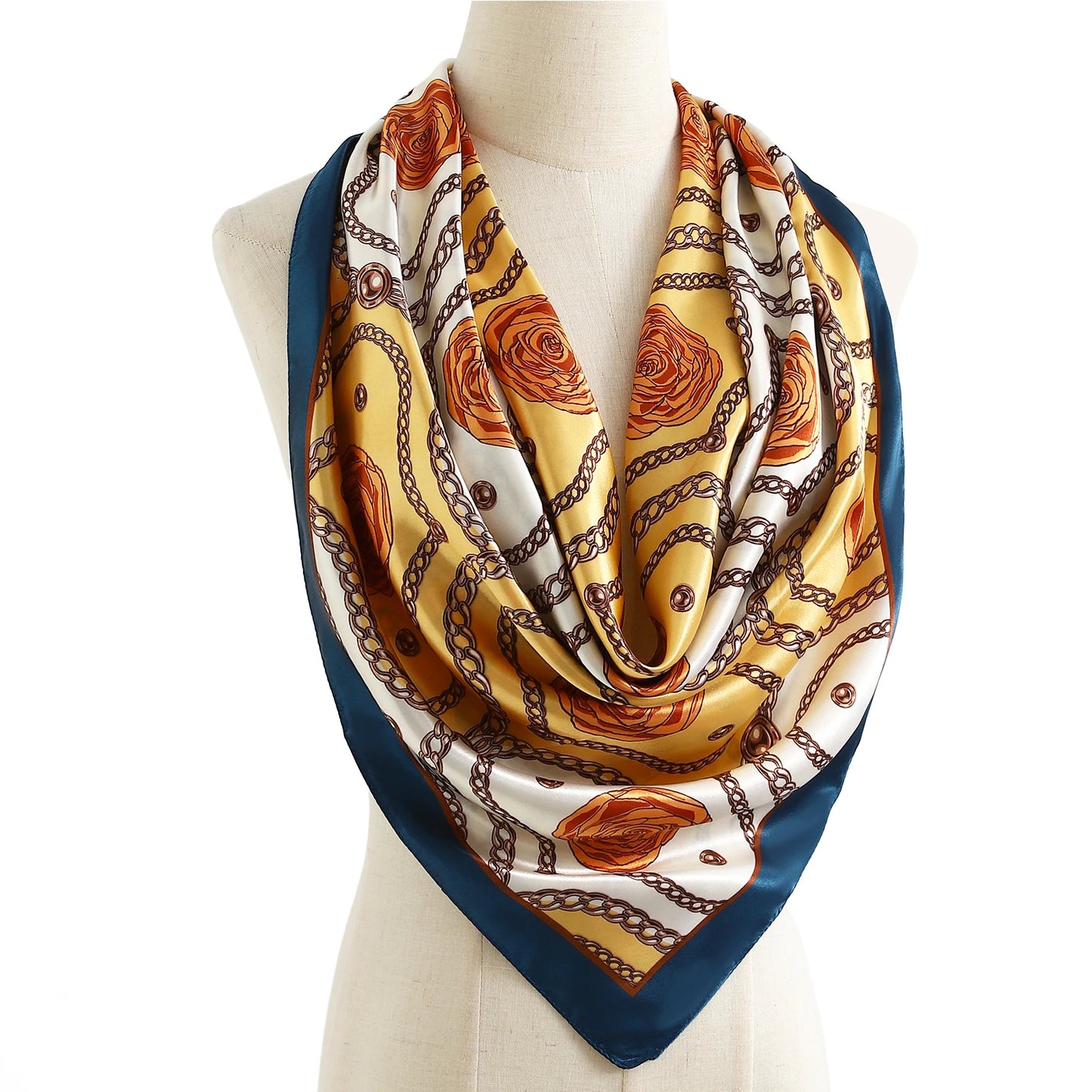 90cm Women Four Seasons Square Silk Satin Bandana Wrap Shawl Scarves Scarfs Spk7