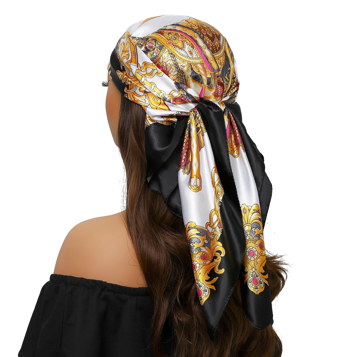 90cm Women Four Seasons Square Silk Satin Bandana Wrap Shawl Scarves Scarfs Sqk7