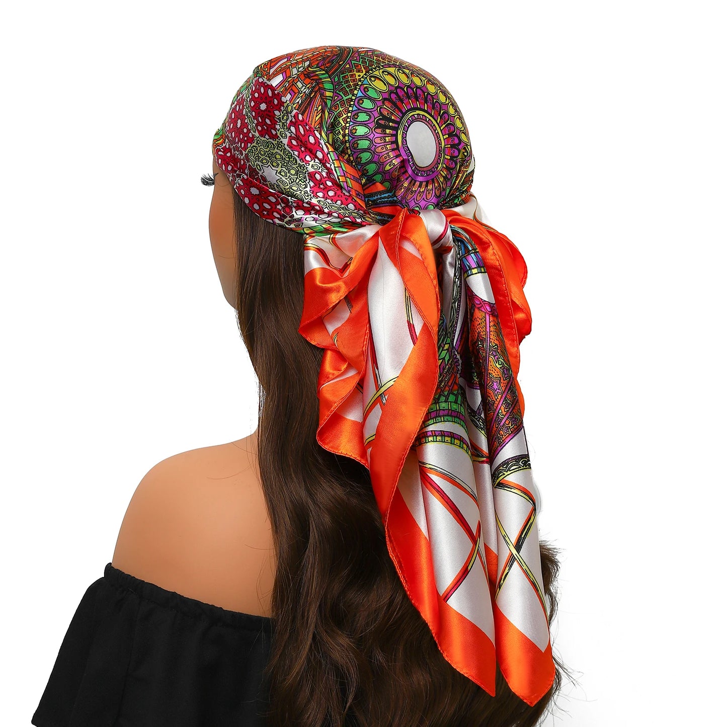 90cm Women Four Seasons Square Silk Satin Bandana Wrap Shawl Scarves Scarfs Sqk7