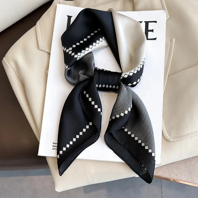 Women Silk Feeling Design Satin Square Scarf Wrap Shawl Scarves