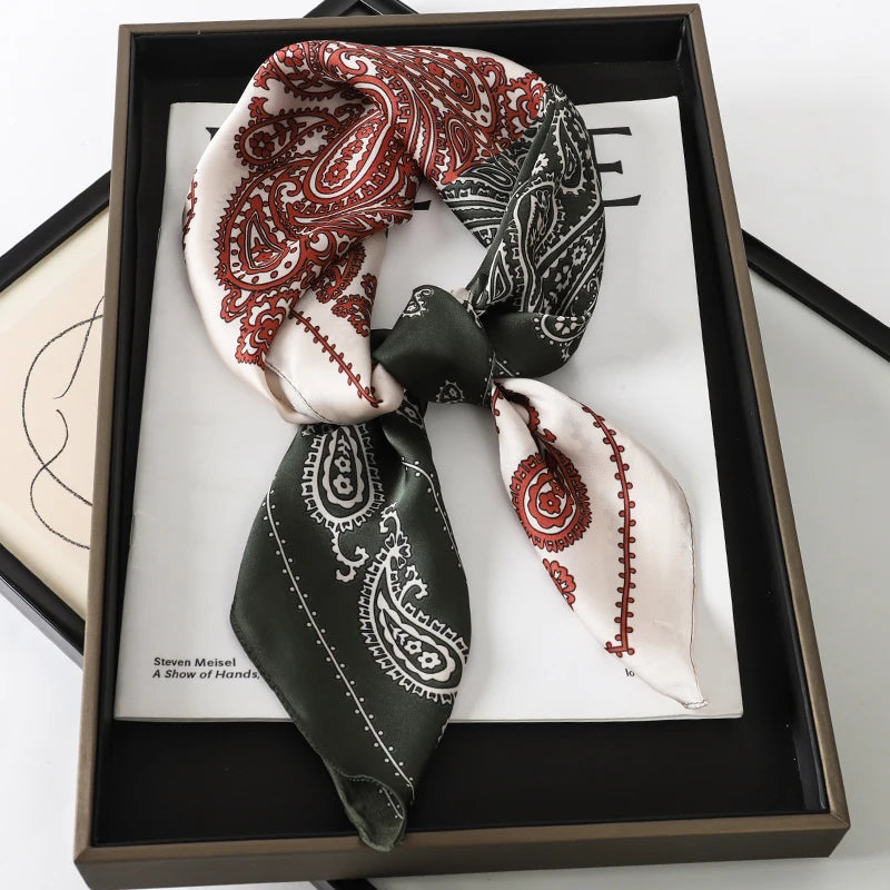 Women Silk Feeling Design Satin Square Scarf Wrap Shawl Scarves