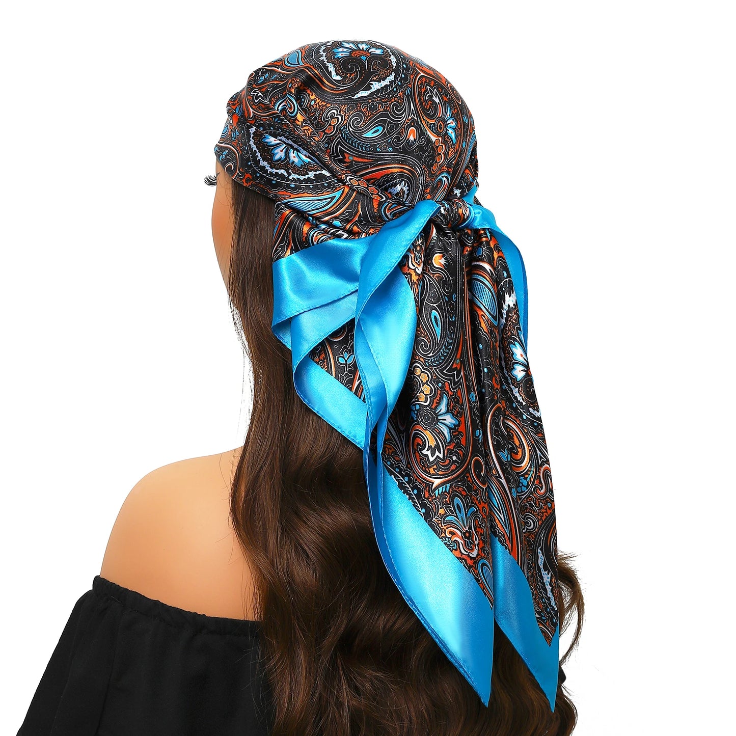 90cm Women Four Seasons Square Silk Satin Bandana Wrap Shawl Scarves Scarfs Spk13