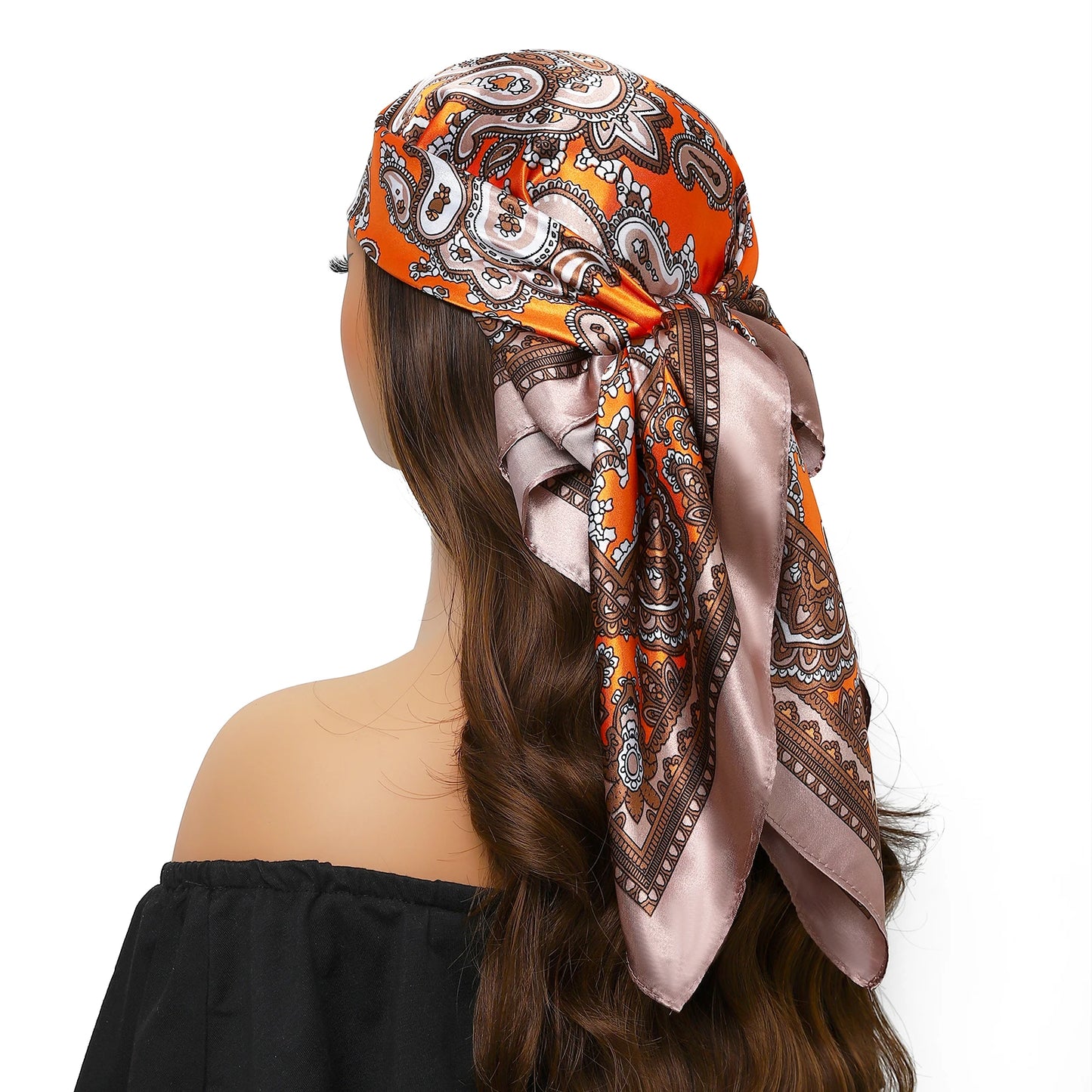 90cm Women Four Seasons Square Silk Satin Bandana Wrap Shawl Scarves Scarfs Spk13