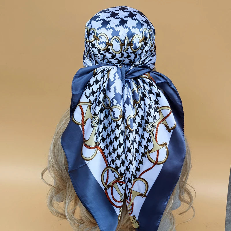 90cm Women Four Seasons Square Silk Satin Bandana Wrap Shawl Scarves Scarfs gf07