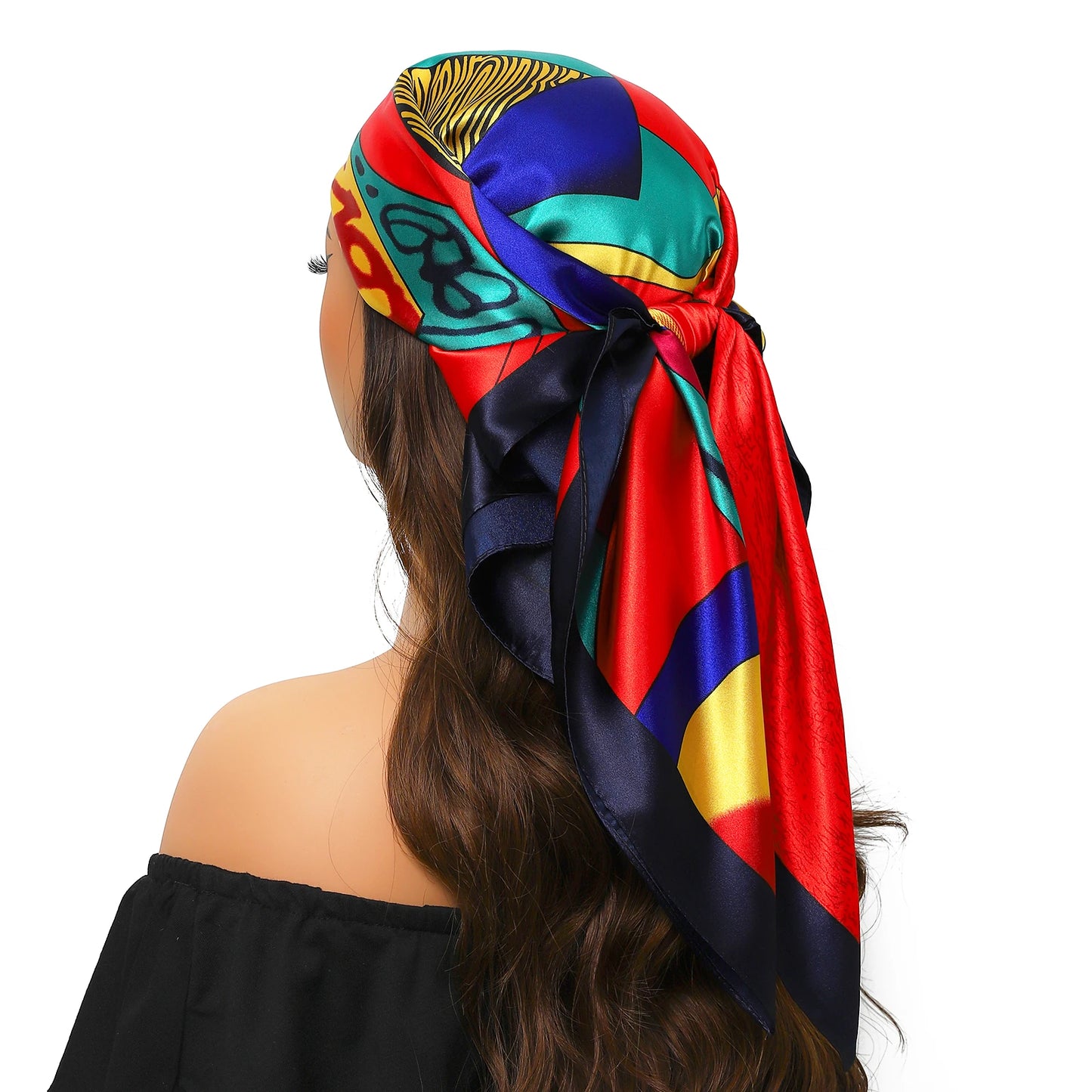 90cm Women Four Seasons Square Silk Satin Bandana Wrap Shawl Scarves Scarfs Spk11