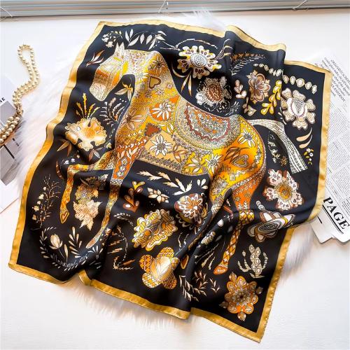 Women Fashion Silk Satin Cats Pets Printed Wrap Scarf Bandana Scarves