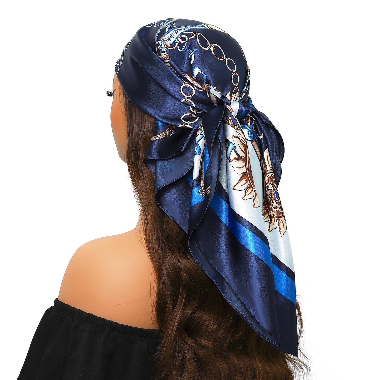 90cm Women Four Seasons Square Silk Satin Bandana Wrap Shawl Scarves Scarfs Spk11
