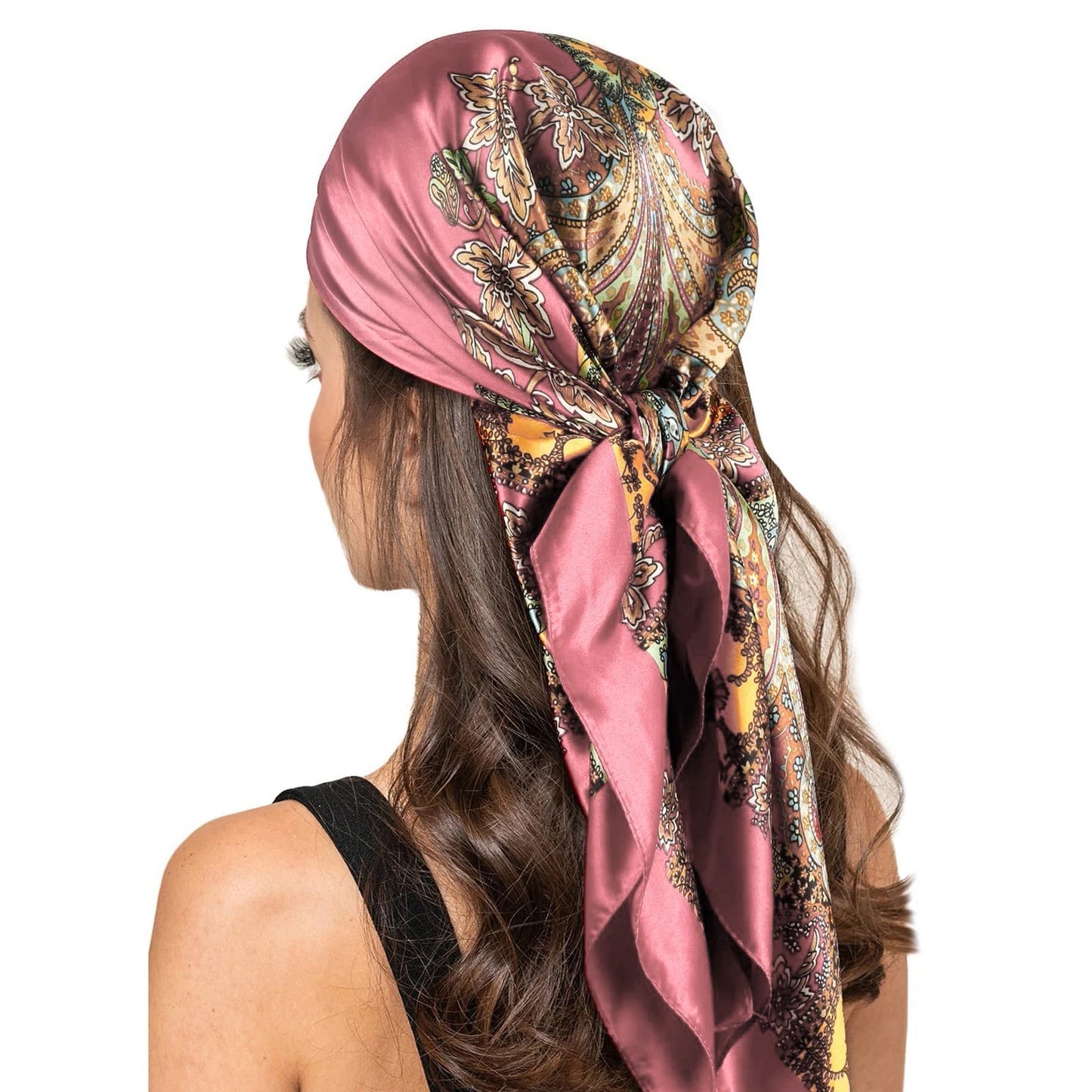 90cm Women Four Seasons Square Silk Satin Bandana Wrap Shawl Scarves Scarfs gfK2