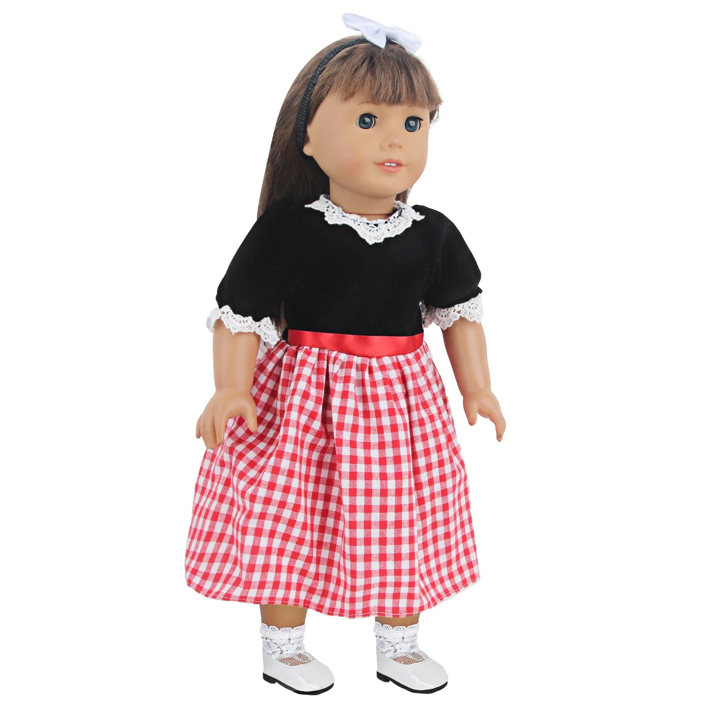 Cute Princess Lace Plaid Skirt American 18-inch Girl Doll Clothes Set 43cm Baby Newborn Toys