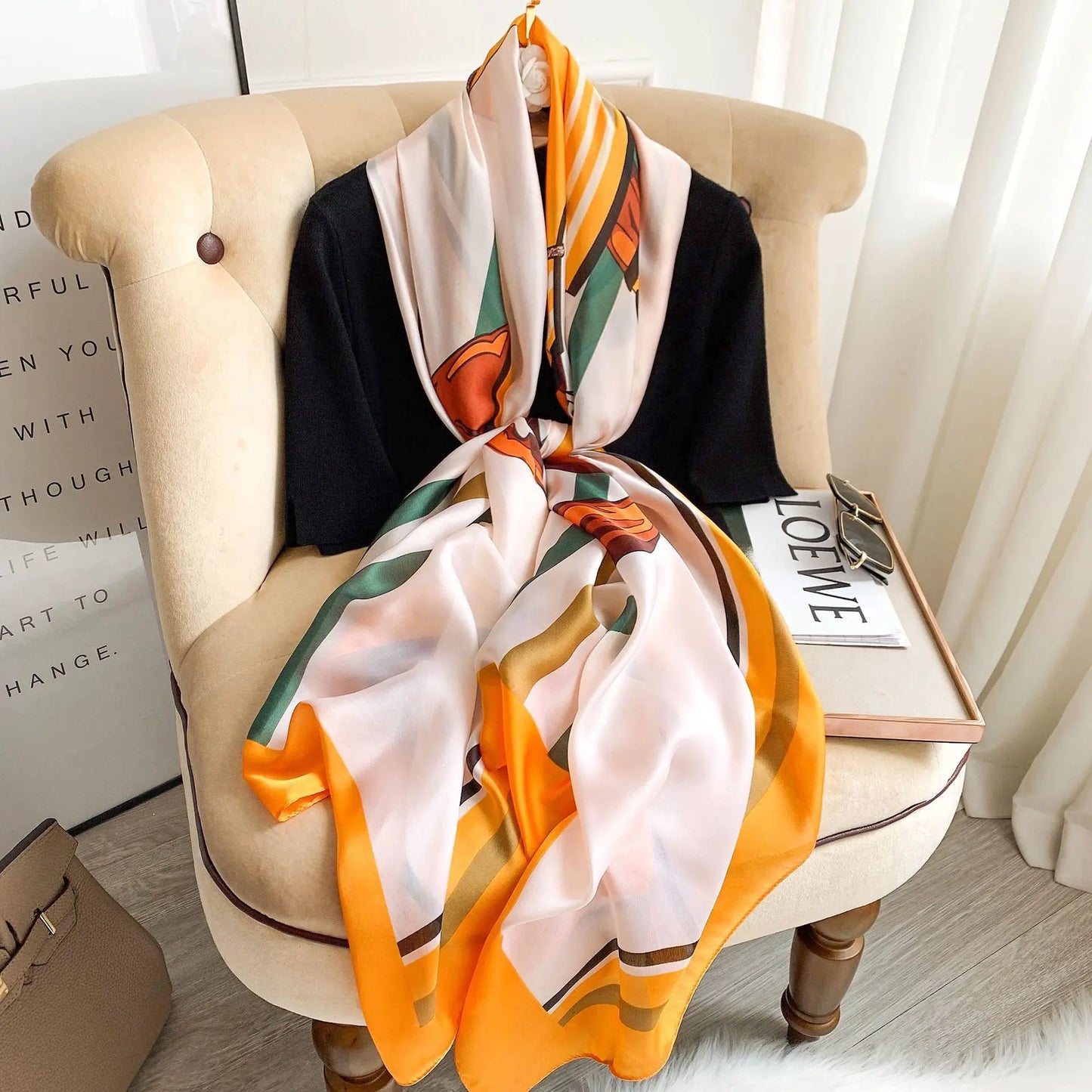 180X90cm Women Four Seasons Bandanna Designs Square Wrap Shawl Scarf Scarves kgL8