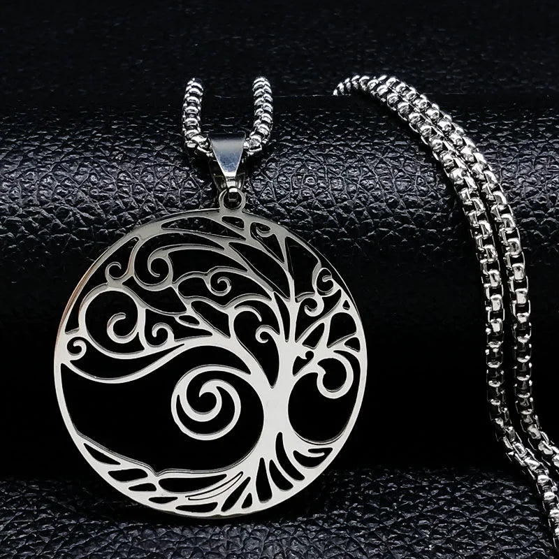 Tree of Life Collar Stainless Steel Women Men Chain Necklaces Pendant