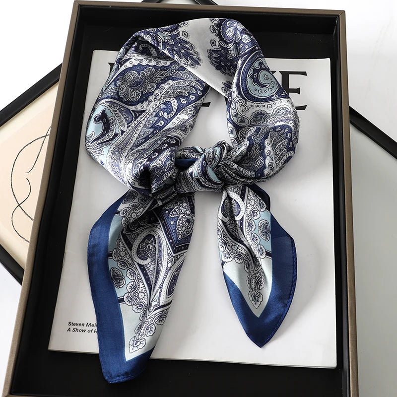 Women Silk Feeling Design Satin Square Scarf Wrap Shawl Scarves