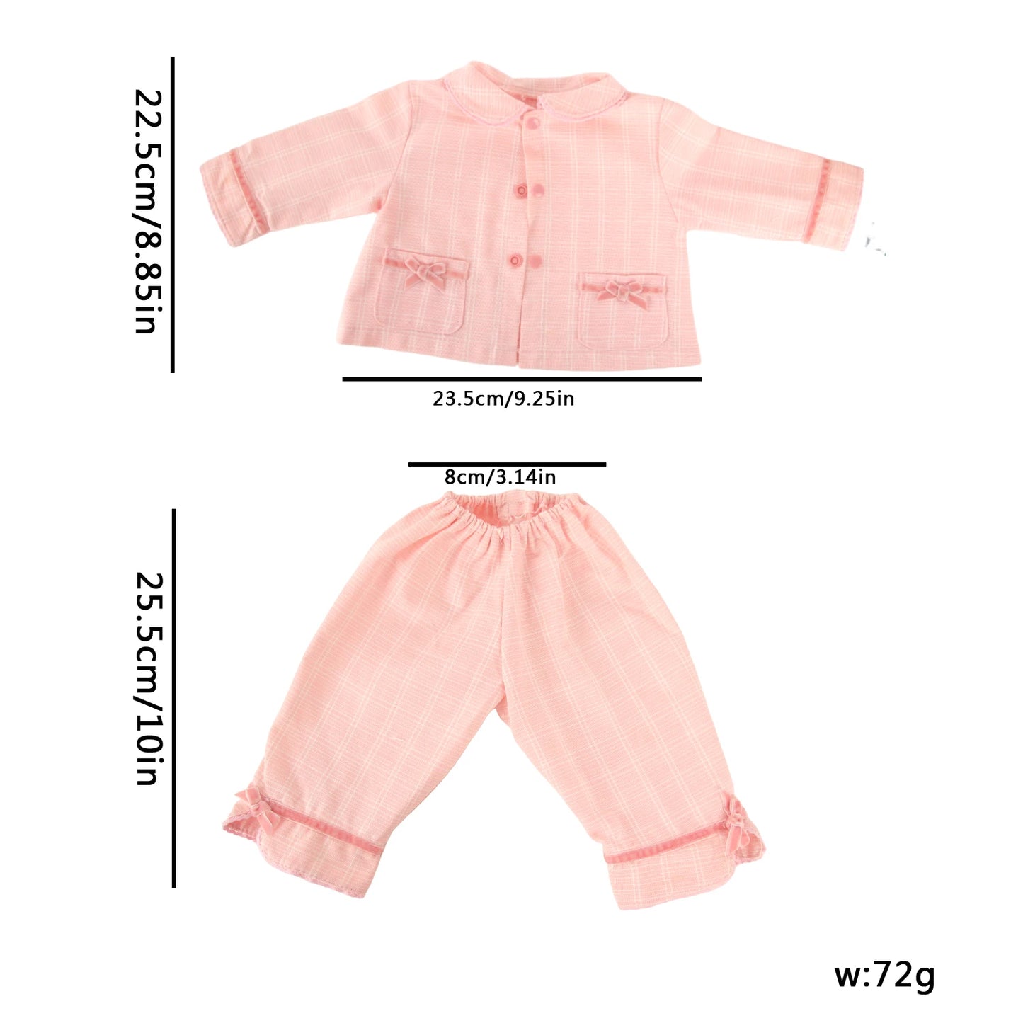 Newborn Baby Pink Bow Knot Doll Clothes Set For 18 Inches American 43cm Toys