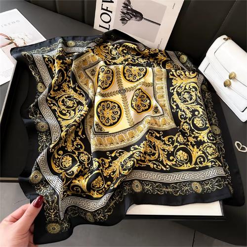 Women Silk Feeling Design Satin Square Scarf Wrap Shawl Scarves