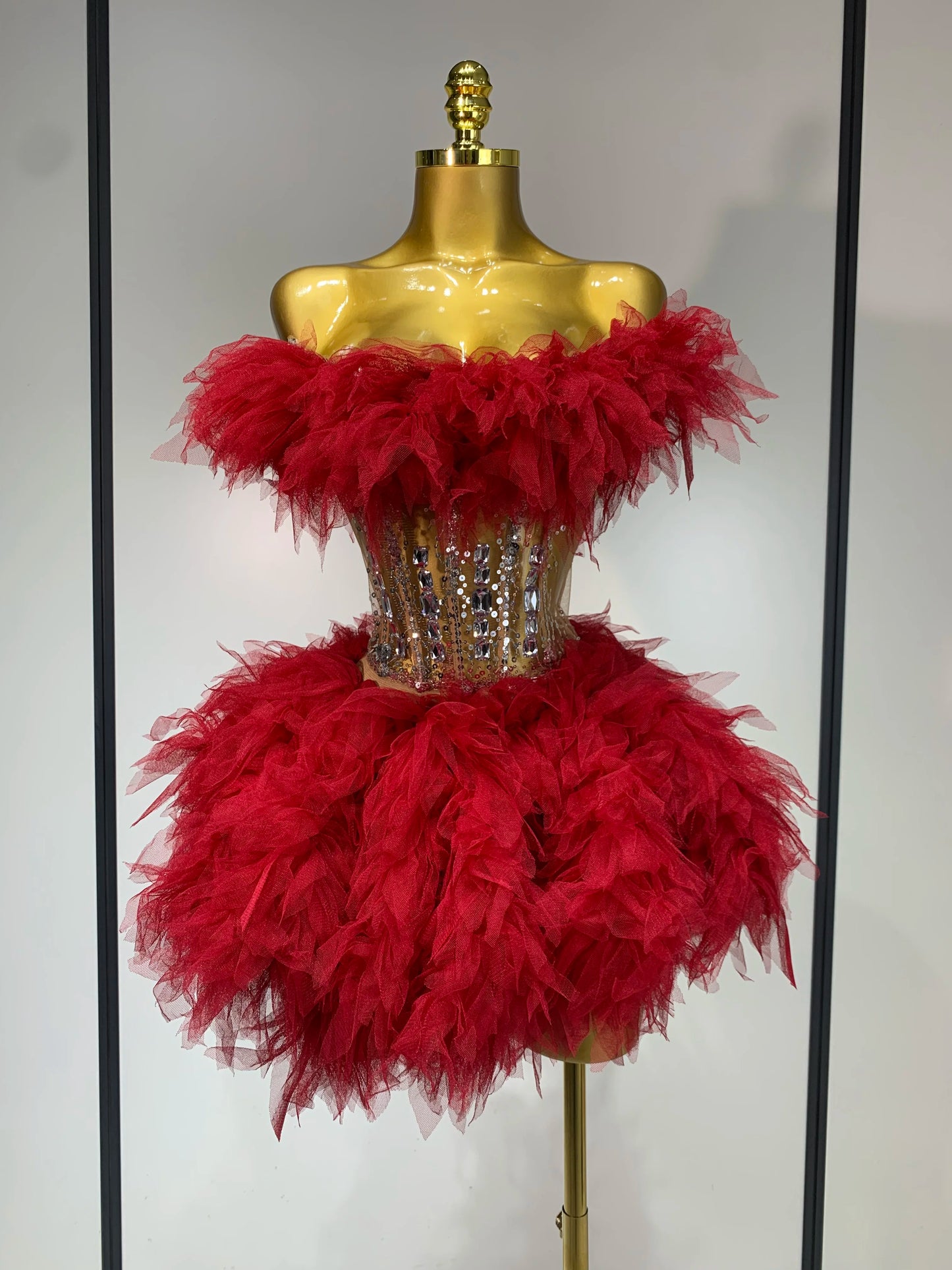 Sexy Strapless Mesh Two Pieces Celebrity Night Party Prom Birthday Dress