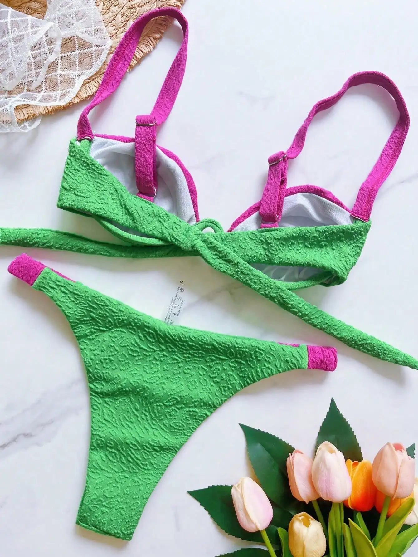 Sexy Green Patchwork Bikini Push Up Underwire Micro Swimsuit Brazilian Bathing Thong Suits
