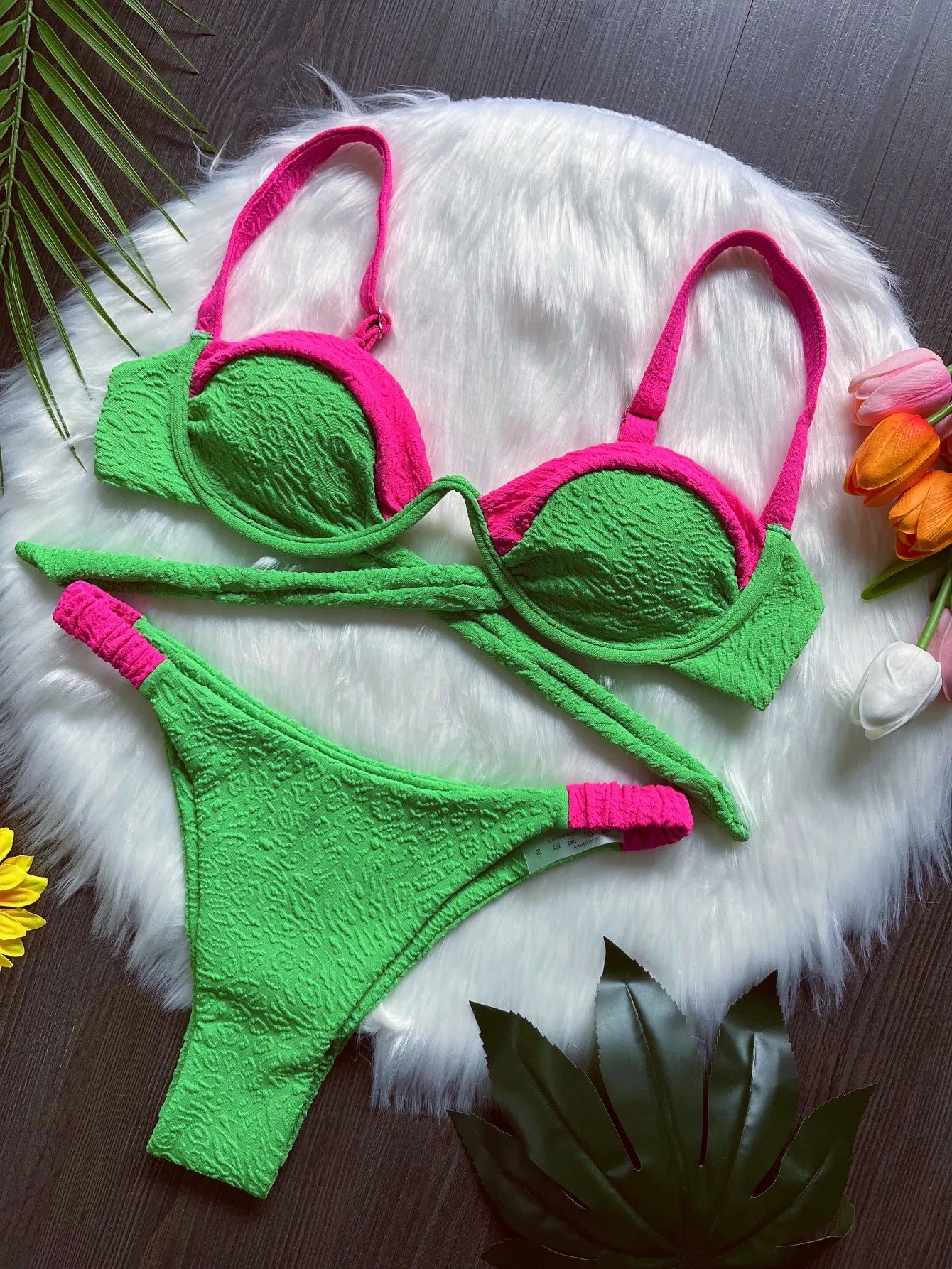 Sexy Green Patchwork Bikini Push Up Underwire Micro Swimsuit Brazilian Bathing Thong Suits