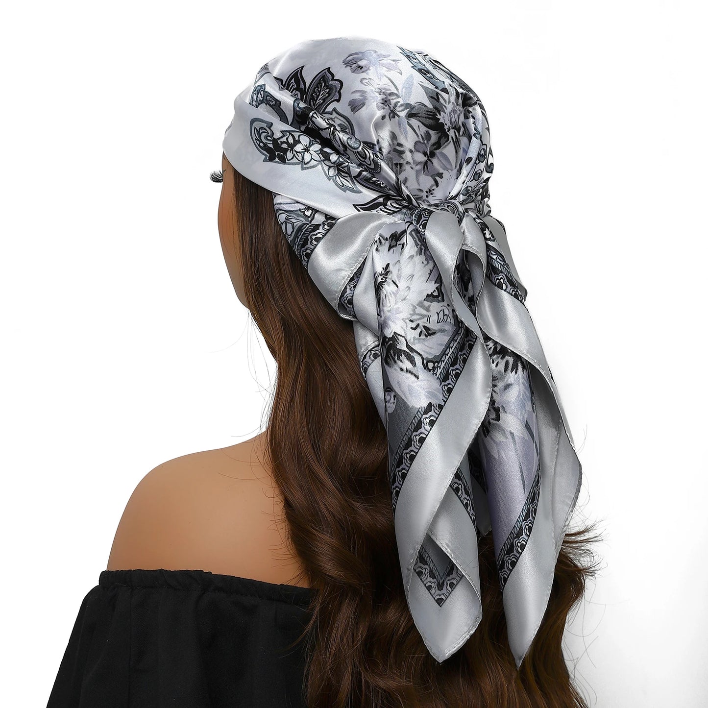 90cm Women Four Seasons Square Silk Satin Bandana Wrap Shawl Scarves Scarfs Spk13