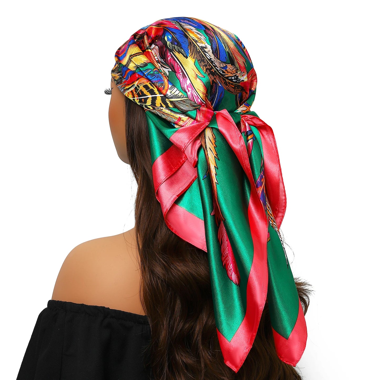 90cm Women Four Seasons Square Silk Satin Bandana Wrap Shawl Scarves Scarfs Sqk7