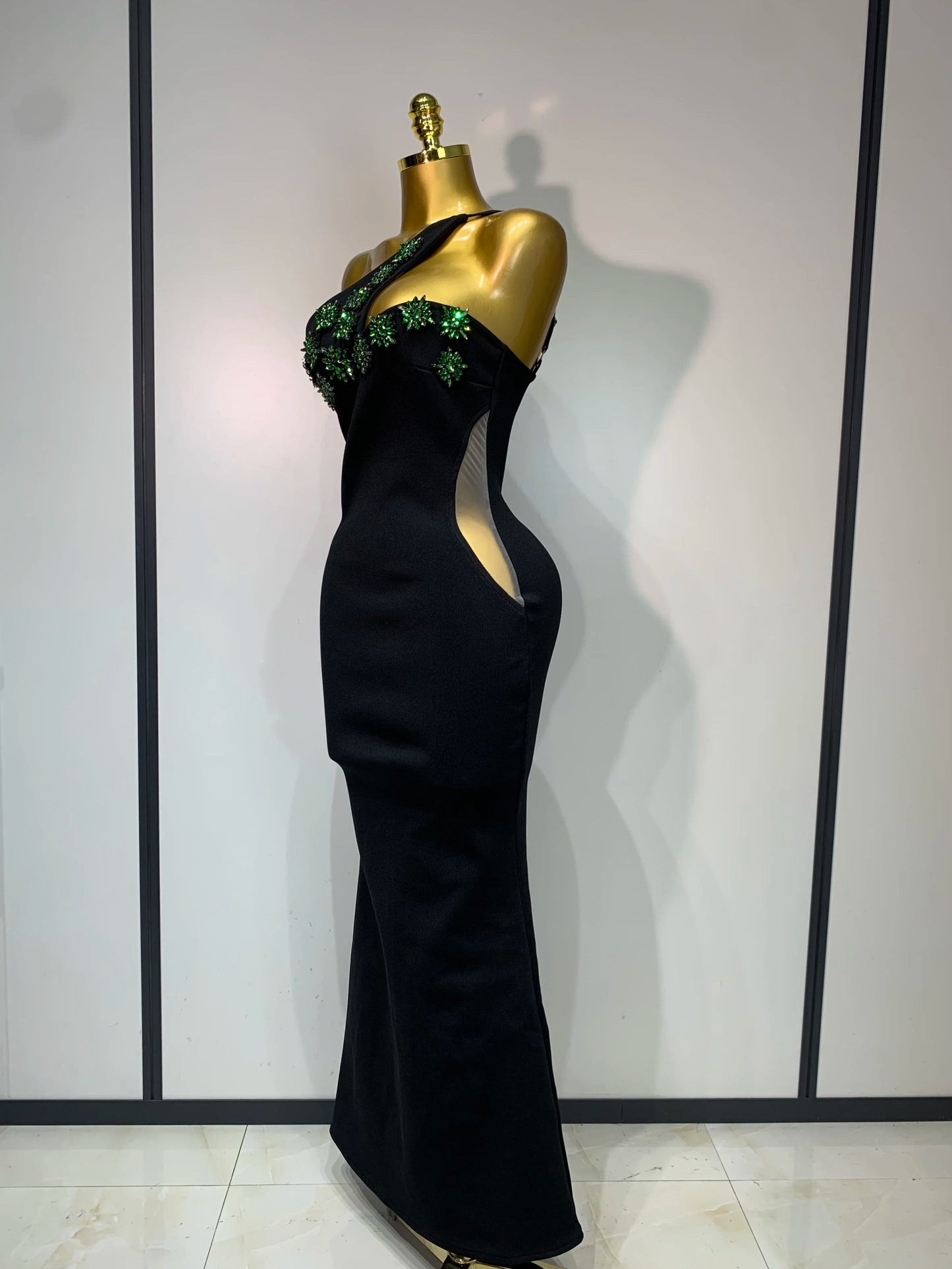 Sexy Backless Stretch Sparkly Rhinestones Evening Bandage Long Prom Party Dress