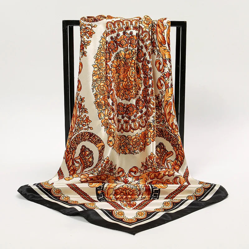 Women Fashion Silk Square Scarf Printed Flower Pashmina Bandana Scarves