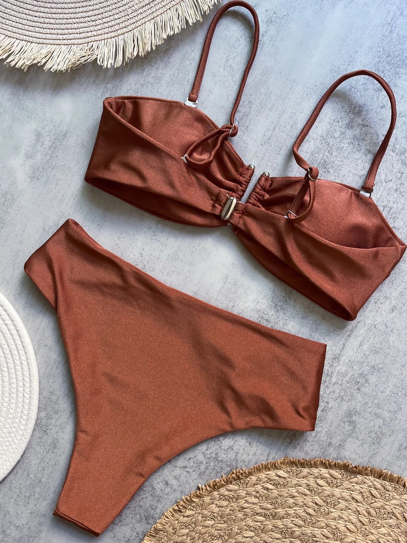 Sexy Push Up Swimwear Brazilian Bikini Thong Solid Beachwear Bathing Suits