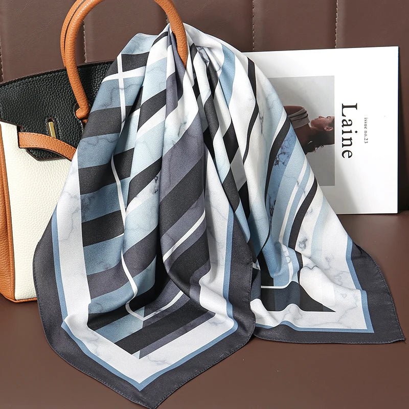 70cm Women Design Square Fashion Printed Satin Silk Scarf Scarves