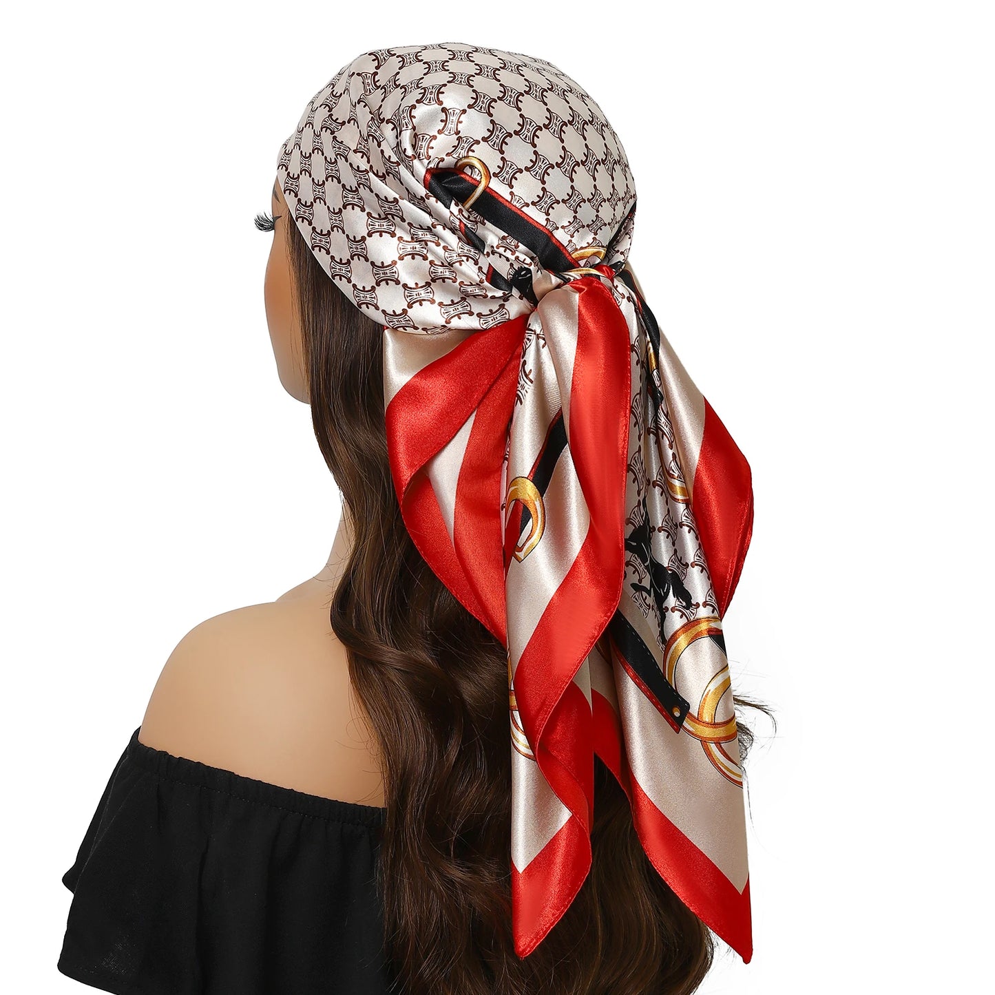 90cm Women Four Seasons Square Silk Satin Bandana Wrap Shawl Scarves Scarfs kfy1