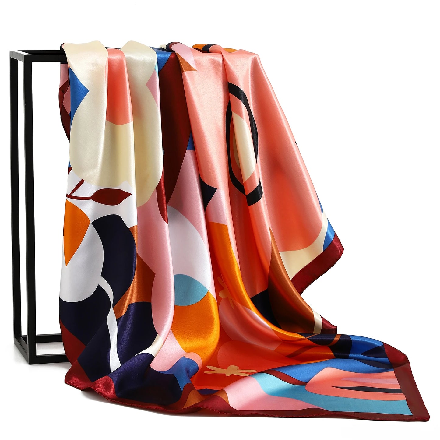 90cm Women Four Seasons Square Silk Satin Bandana Wrap Shawl Scarves Scarfs kfy1