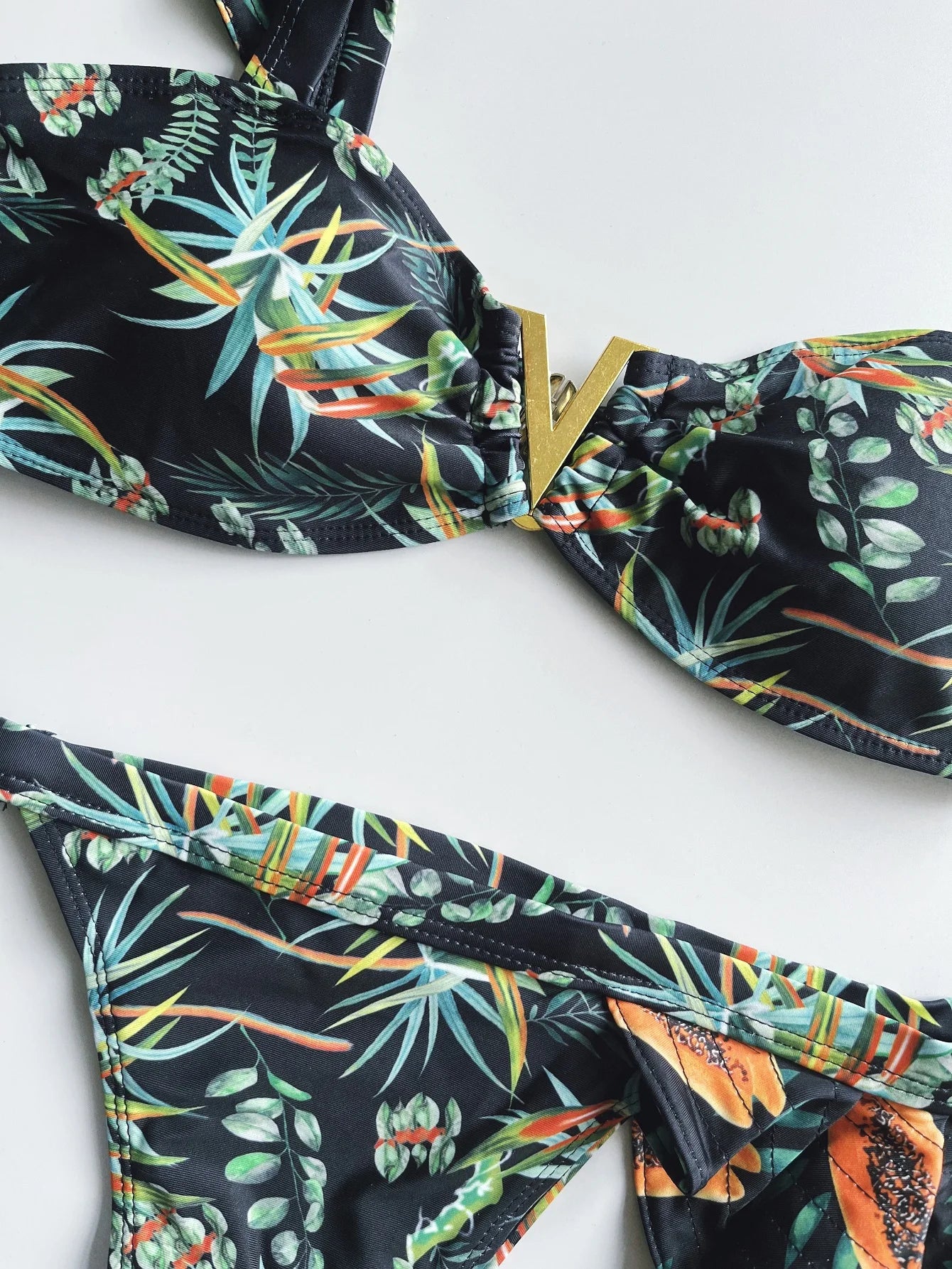 Two-Pieces Sexy Floral Push-Up Strappy Ruffles Bandage Bikini Swimsuit Swimwear Bathing Suit