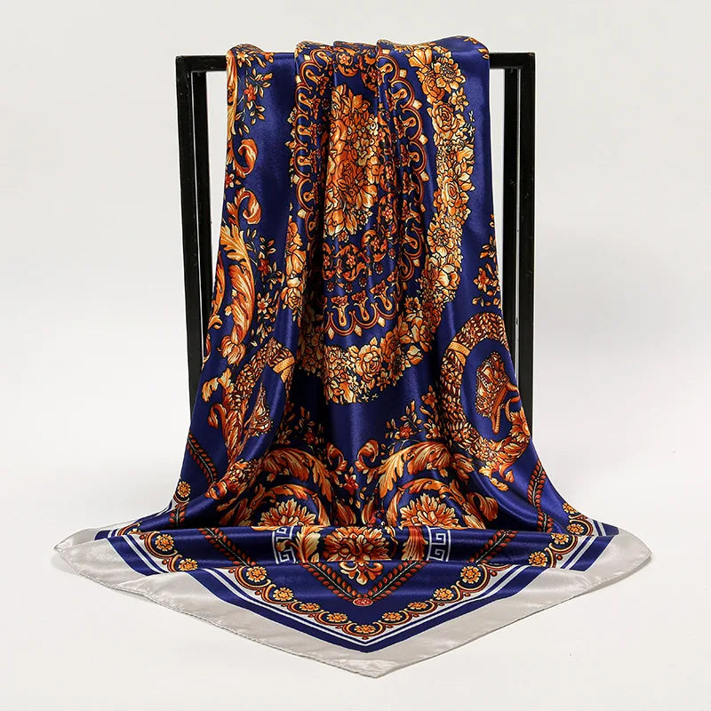 Women Fashion Silk Square Scarf Printed Flower Pashmina Bandana Scarves