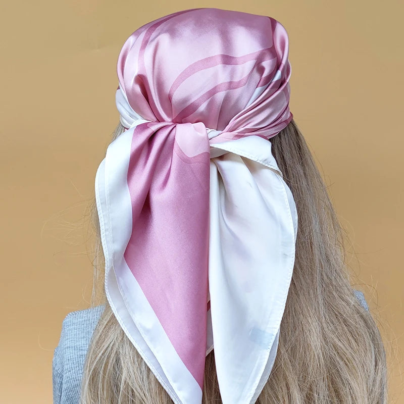 90cm Women Four Seasons Square Silk Satin Bandana Wrap Shawl Scarves Scarfs SRk3