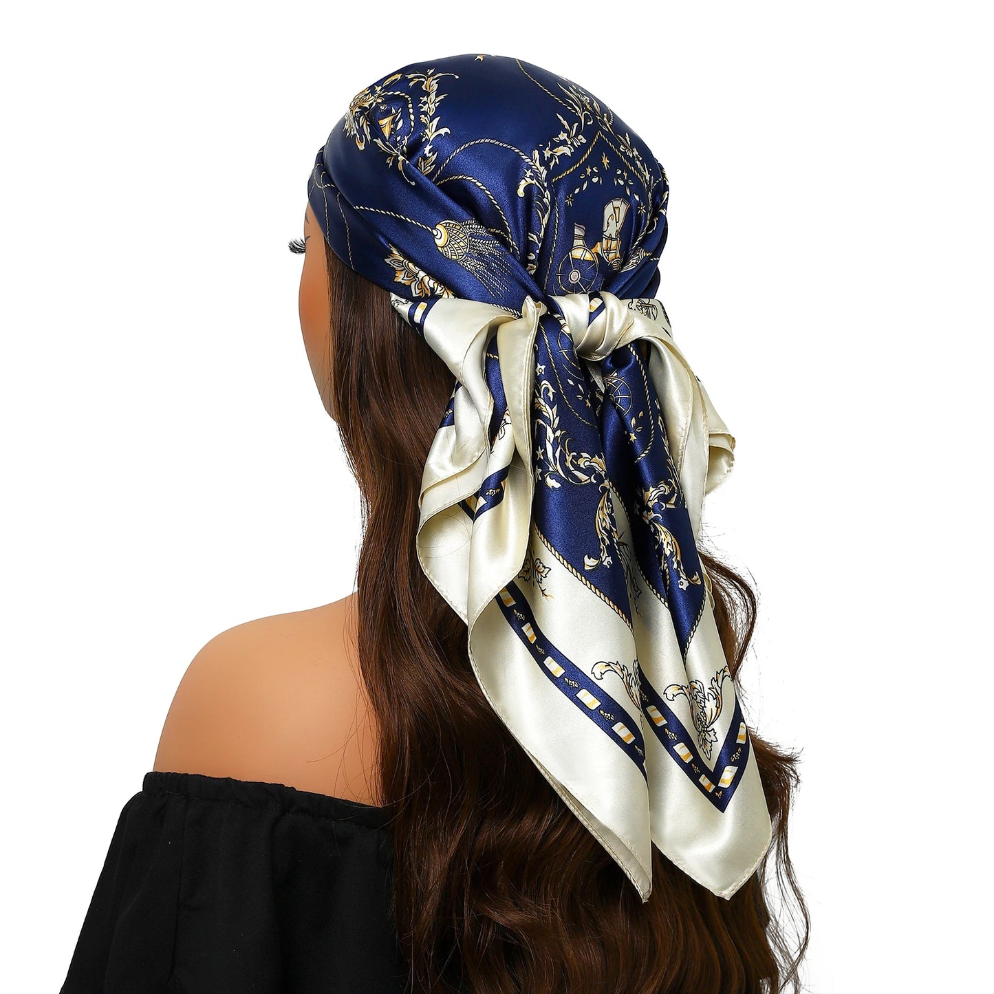 90cm Women Four Seasons Square Silk Satin Bandana Wrap Shawl Scarves Scarfs Spk13