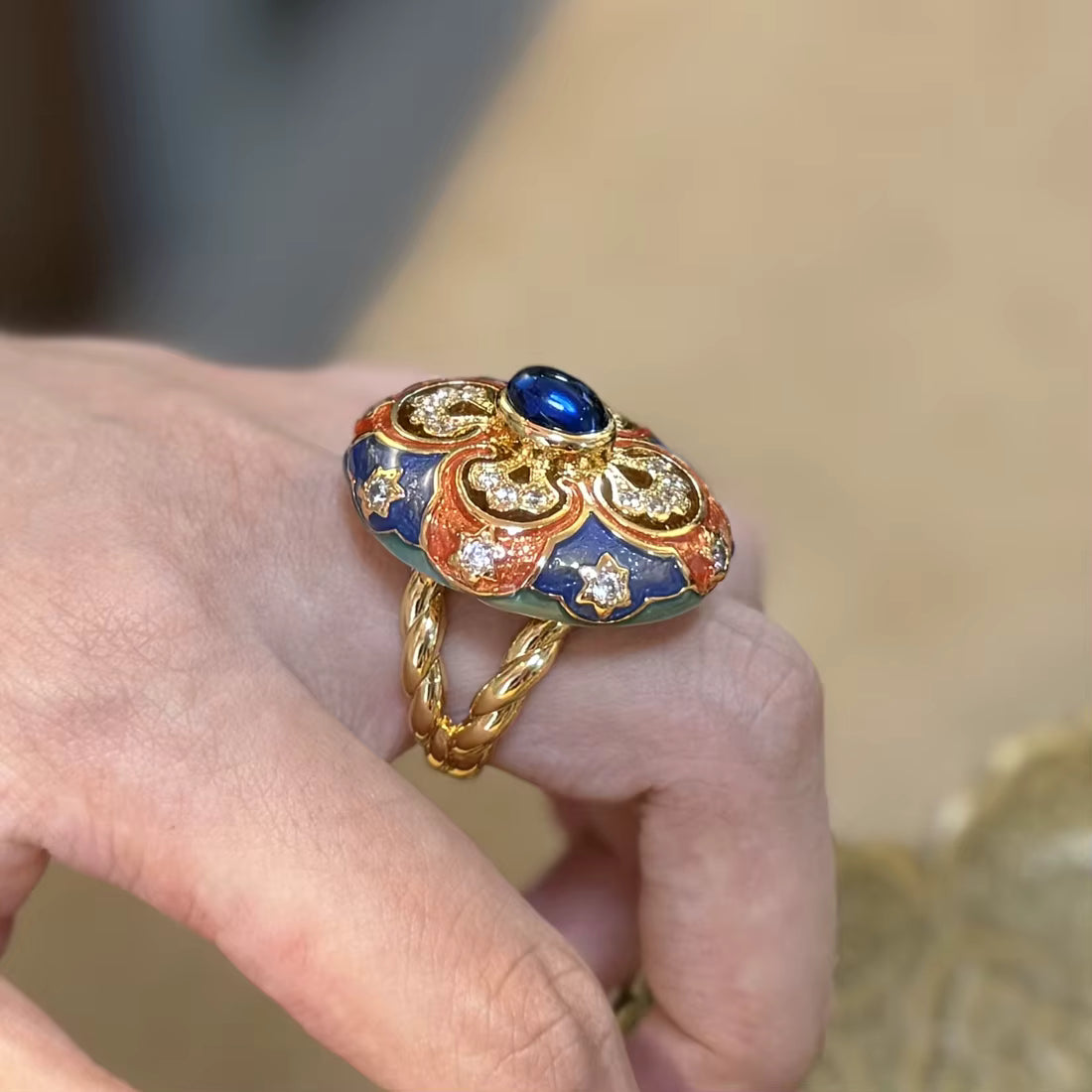 Women Hollowed Out Carvings Oval Enamel Dubai Gold Color Petal Pendant Necklace Earrings Rings