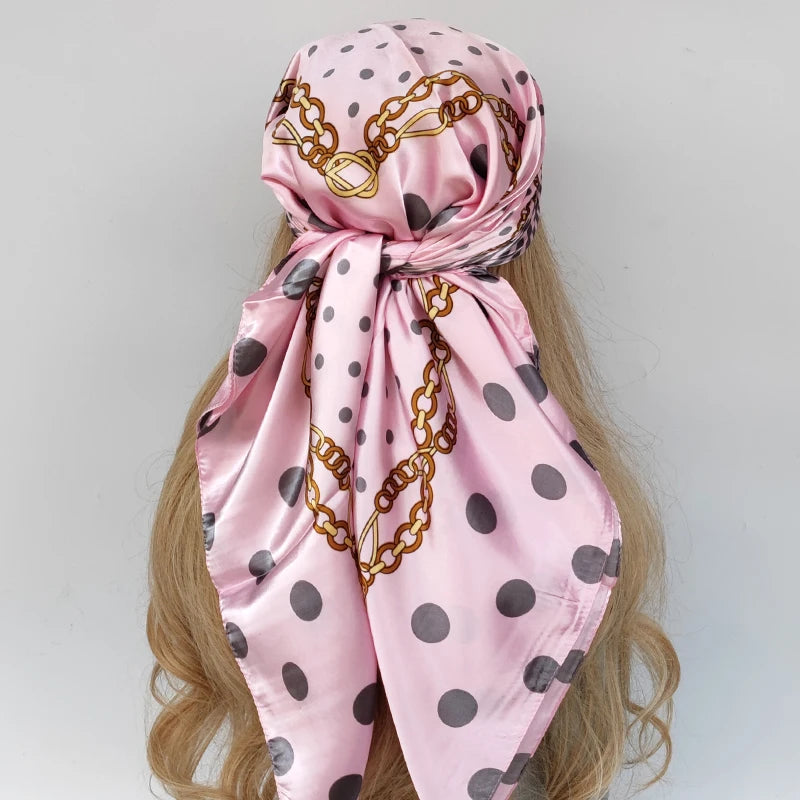 90cm Women Four Seasons Square Silk Satin Bandana Wrap Shawl Scarves Scarfs Spk11
