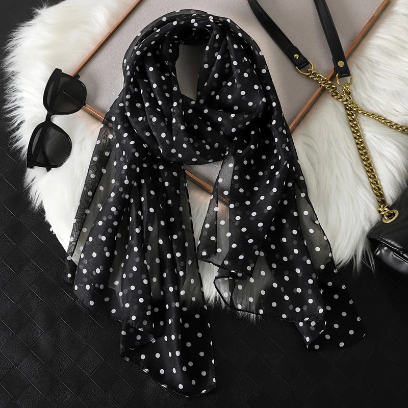 Women Fashion Printed Dot Chiffon Bandanas Beach Wrap Scarf Scarves
